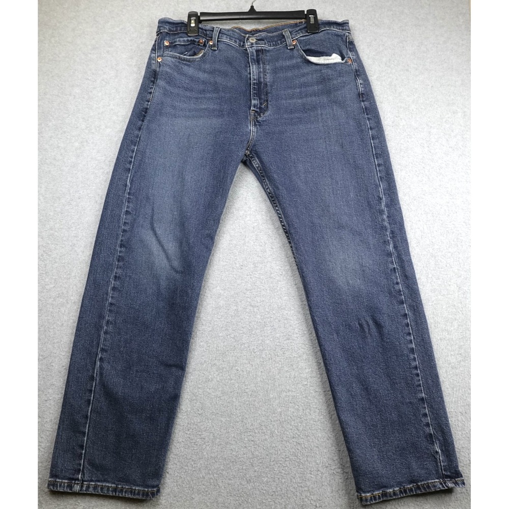 Levi's 505 Jeans Mens Regular Fit Dark Stonewash Blue Denim 36x28 (Tag 38x30)